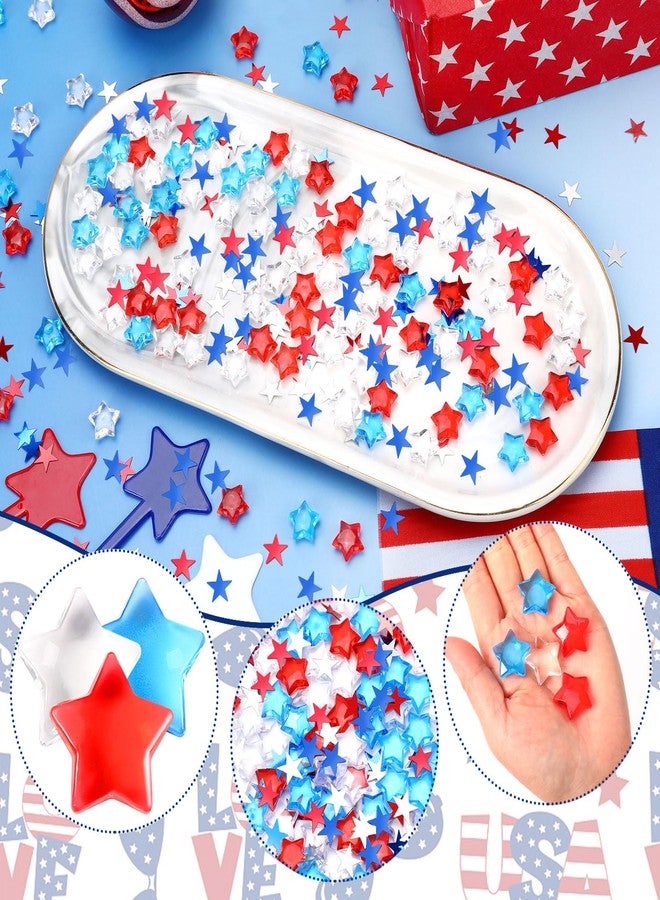 BOARDFEB 240 Pcs Patriotic Star Gems with 15g Star Confetti for Vase Filler, 4th of July Translucent Crystals 3D Star Shaped Gems Memorial Day Ice Rocks,Table Scatter, Party Arts Crafts Decoration - Image 5